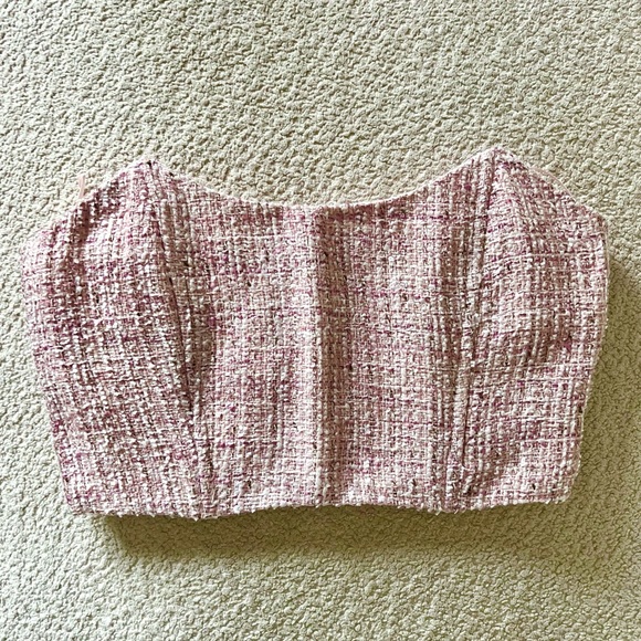 COPY - En Saison Pink Tweed Bustier/Corset/Tube Crop Top - Picture 3 of 6